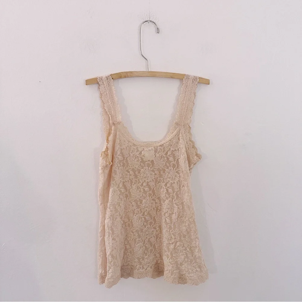 Vintage Hanky Panky Lace Sleeveless Top Cream Tank Sleepwear - Picture 4 of 5